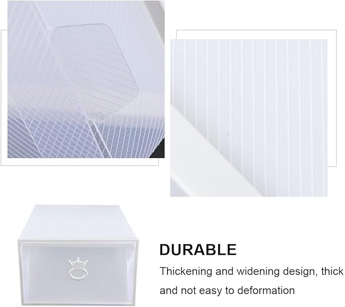 Zerodeko Thickened Transparent Drawer-style Shoe Storage Box Plastic Container for Basketball All Shoe Types Easy to Clean Space-saving Design Frame