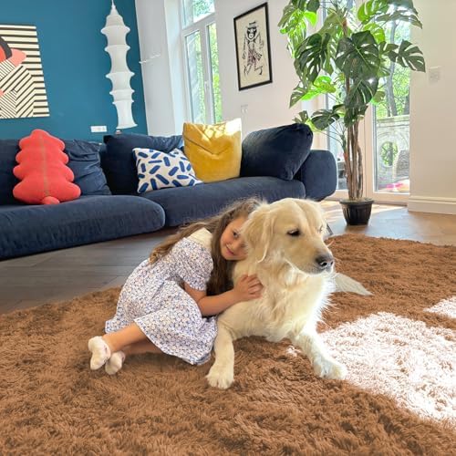 OLANLY 2x6 Machine Washable Runner Rugs for Hallway, Soft Fluffy Shaggy Bedside Rugs for Bedroom, Living Room, Indoor Floor Carpet for Kids Girls and Boys, Nursery Rooms, Home Decor Aesthetic, Khaki - Image 5