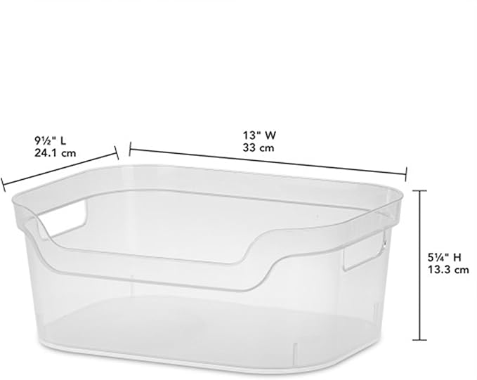 Sterilite 5.25 in. x 9.5 in. x 13 in. Clear Plastic Cube Storage Bin w/Carry Handles, 8-Pack 8 x 13348608