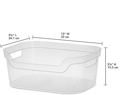 Sterilite 5.25 in. x 9.5 in. x 13 in. Clear Plastic Cube Storage Bin w/Carry Handles, 8-Pack 8 x 13348608