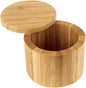 Bamboo Salt Box Round Spice Storage Box Kitchen Seasoning Container with Magnetic Swivel Lid for Salt, Sugar, Spice, Pepper (1 Piece)