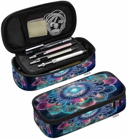 Yekiua Mandala Pencil Pouch Abstract Tribal Ancient Geometric Star Galaxy High Capacity Pencil Case Stationary Bag Cosmetics Bag Colorful by Yekiua