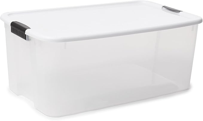 Sterilite 4-Pack Ultra Latching Box, Storage Bins with Lids, Clear Plastic, 116 Quart - Heavy-Duty Organizing Containers for Closet, Bathroom, and Office