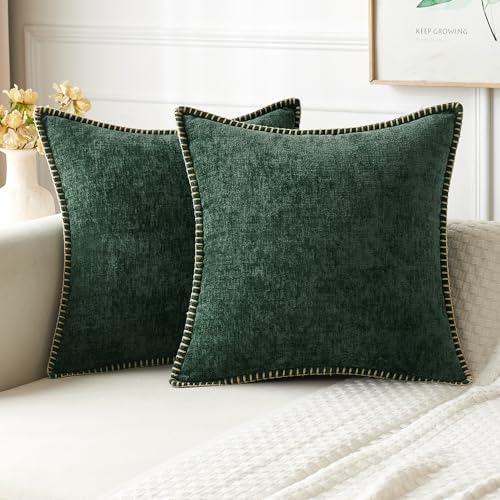 MIULEE Decorative Couch Throw Pillow Covers 18x18 Inch Dark Green 2 Pack by MIULEE