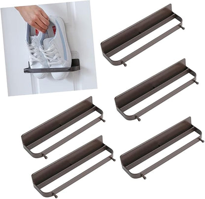 Happyyami 5pcs Wall-Mounted Slippers Rack Over The Door Shoe Organizer Easy Install Adhesive Hooks Bathroom Decor Storage Rack Punch Stand