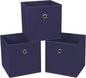 Black Foldable Storage Cubes Bins ,11 Inch Cloth Storage Cube Fabric Storage Box Cubes Organizer Baskets with Handles for Home Organizer Set of 3 (Navy Blue)