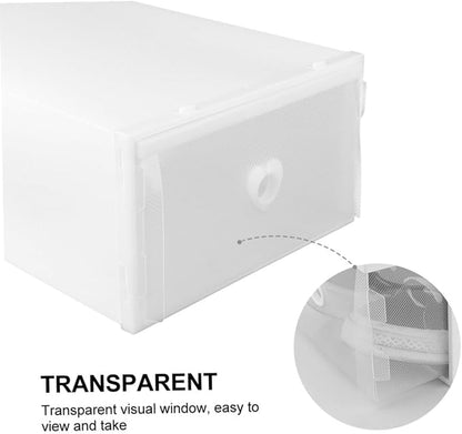 Healifty 3pcs Drawer-Style Shoe Storage Box Thickened Plastic Container for Sneakers Dustproof and Moisture-Proof Organizer for High-Heeled Shoes