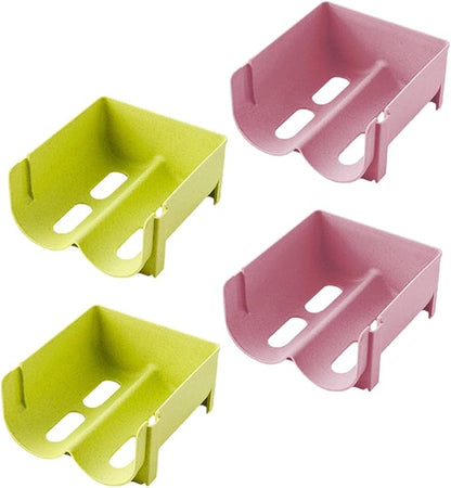 4pcs Stackable Drink Can Storage Rack Fall Beer Organizer for Fridge Space-saving Storage Container Pink and Green for Beverage Organization