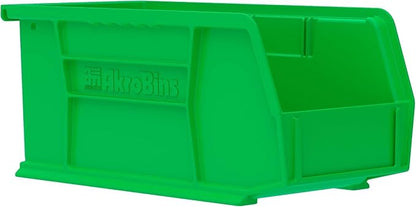 Akro-Mils 30230 AkroBins Plastic Storage Bins, Space-Saving Stackable Bins for Garage, Pantry, Craft Organization, 11" x 5" x 5", Green, 12-Pack