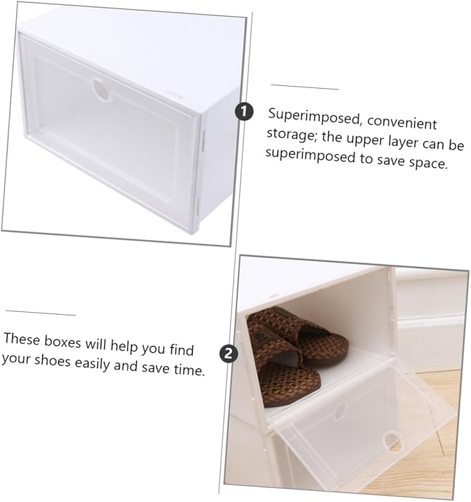 Alipis 6pcs Transparent Stackable Shoes Organizer Space-saving Breathable Design Material for Closet Home Storage