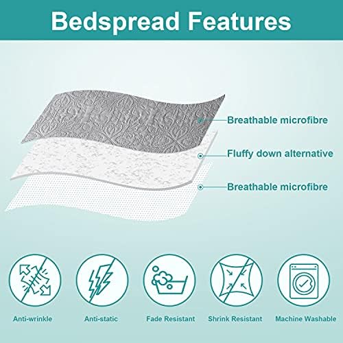 Hansleep Twin Quilt Grey Quilt Twin Size, 2 Pieces (1 Quilt, 1 Sham) - Image 3