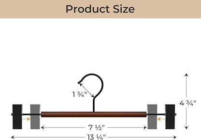 StorageWorks Pants Hangers with Clips, Wooden Clothes Hanger for Skirts, Jeans, Shorts, 10 Pack, Walnut Color
