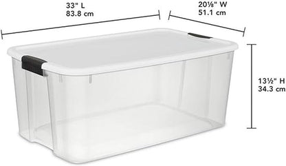 Sterilite 16-Pack Ultra Latching Box, Storage Bins with Lids, Clear Plastic, 116 Quart - Heavy-Duty Organizing Containers for Closet, Bathroom, and Office