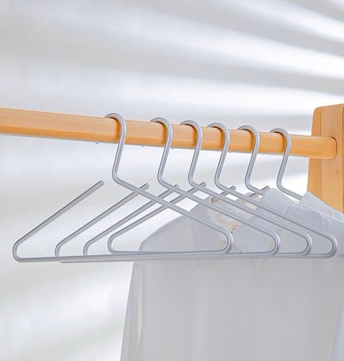 Premium Matte Silvery Aluminum Coat Hangers 10 Piece Set, 16.5” Extra Smooth & Durable Metal Shirt Dress Hanger,Aluminum Alloy Hanger,Clothing Support,Clothing Hang