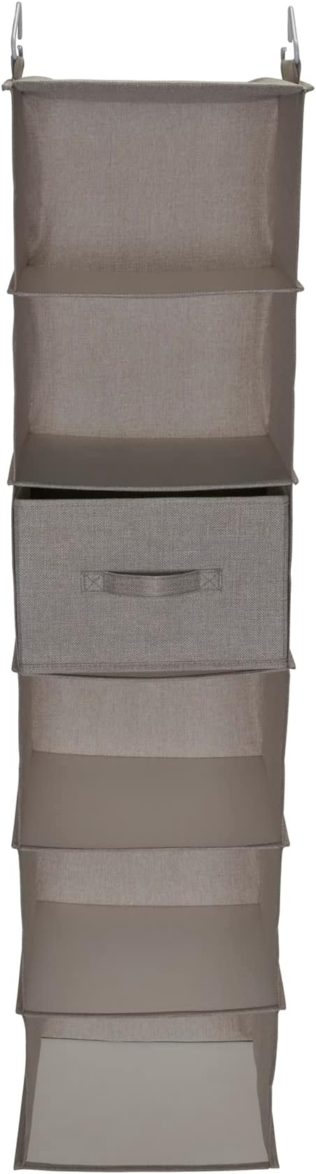 Household Essentials 6 Shelf Hanging Closet Organizer, Hanging Closet Shelf, Fabric Poly Linen and PEVA Shelving