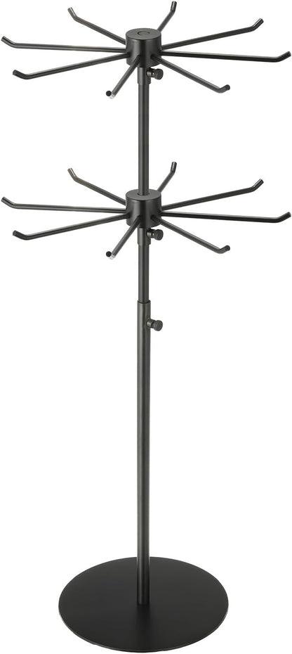 uxcell Keychain Display Stand, 1Pcs - Metal 2-layer Rotating Jewelry Display Stand with 8 Hook, Adjustable Display Rack for Necklace Craft Shows (Black)