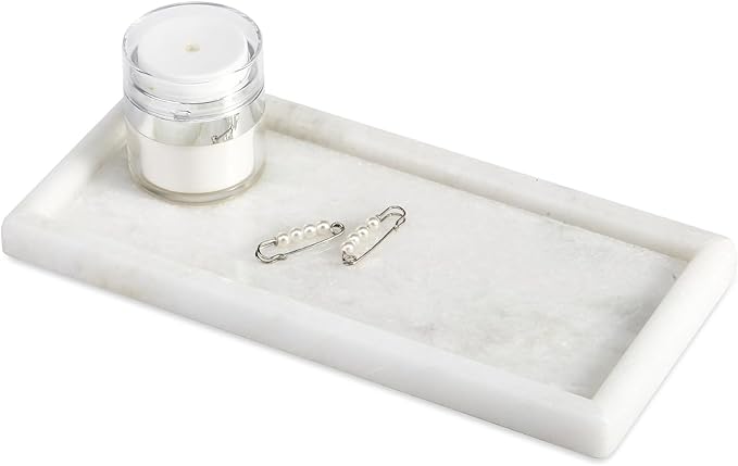 Koville African Natural Marble Tray, 10"x5" Coffee Table Vanity/Decorative Tray for Jewerly, Watch, Perfume Candle Tray for Home/Kitchen Countertop