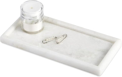 Koville African Natural Marble Tray, 10"x5" Coffee Table Vanity/Decorative Tray for Jewerly, Watch, Perfume Candle Tray for Home/Kitchen Countertop