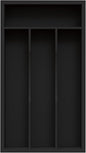 Small Silverware Organizer, Bamboo Kitchen Drawer Organizer, Utensil Holder, Cutlery Tray & Spoon Flatware Storage with Grooved Drawer Dividers (Black, 6.7''W x 12''D)