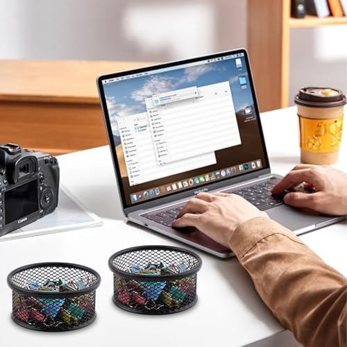 NINEFOX 2 Pack Paper Clip Holder, Mesh Paperclip Holders, Black - Image 6