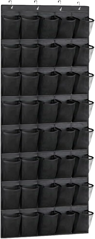 GANNEPIE Over The Door Shoe Organizer, 40 Pockets Heavy-Duty Hanging Shoe Rack, Black Space-Saving Storage for Sneakers & Sundries