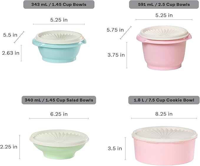 Tupperware Heritage Collection 36 Piece Food Storage Container Set in Vintage Colors- Dishwasher Safe & BPA Free - (18 containers + 18 lids)