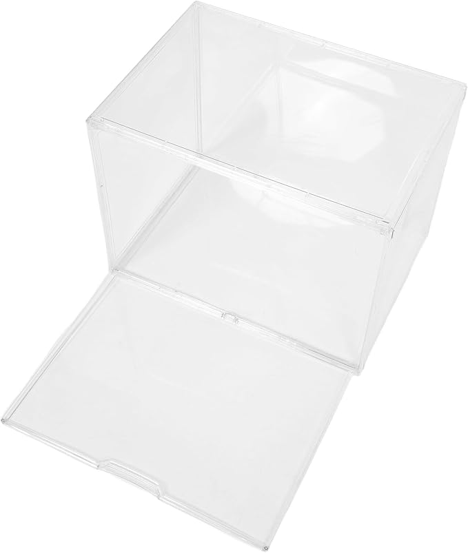WOONEKY Stackable Acrylic Shoe Box 45x33x33cm Large Boot Storage Container with Lid Front-opening Organizer for Closet and Entryway