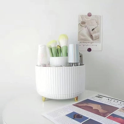 INgke Pink 360°Rotating Makeup Brush Holder Organizer,5 Slots Beauty Container for Vanity Bathroom,Pen Pencil Cup Holder Cosmetic Brushes Storage Holder Desk Organizer Cosmetic Display Cases