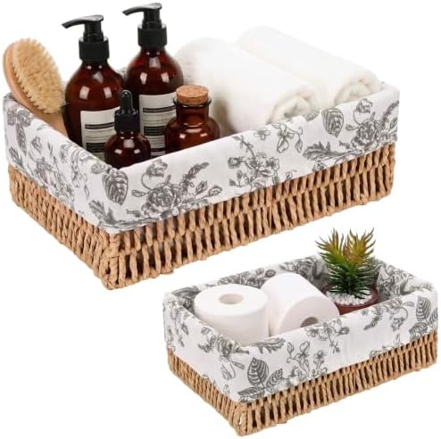 SiliFine 2 Pcs Toilet Paper Storage Basket,Floral,Black by SiliFine