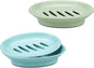 TCOTBE 2 Pack Soap Dishes,Removable Soap Drainers Plastic Soap Holder,Plastic Simple Double Compartment Drain Soap Box,Soap Saver Box Container for Bathroom,Blue, Green