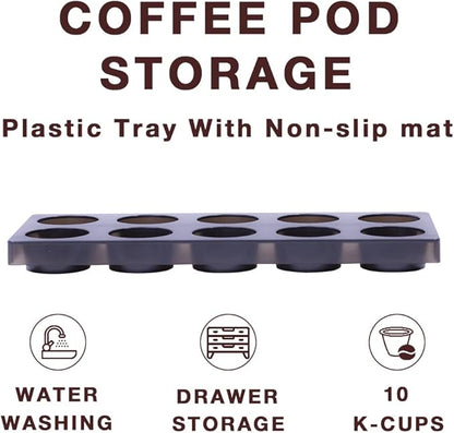 Coffee Pod Storage Organizer for Kitchen Drawer,Holders 60 K CUP, Premium Plastic Tray With Non-slip mat