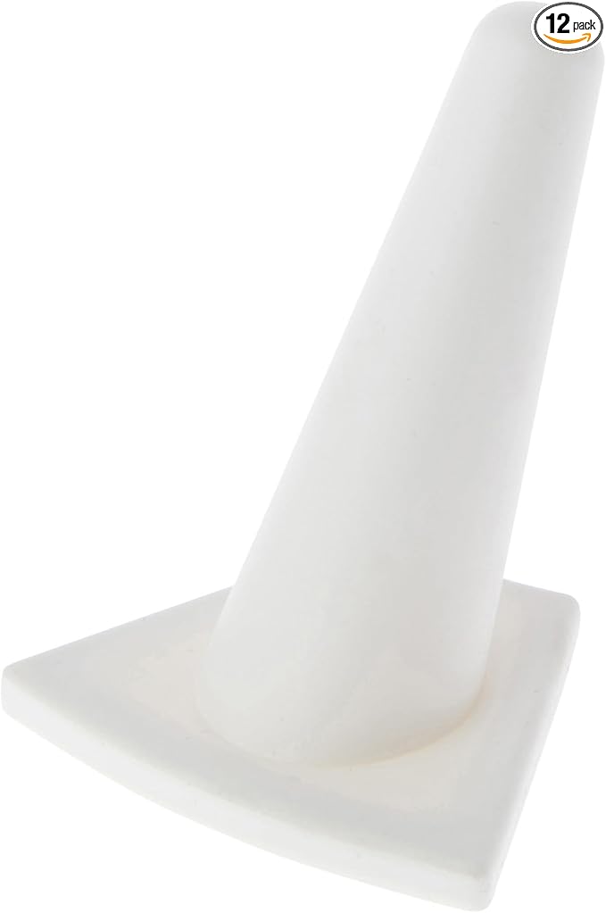 Plymor White Rubber Ring Finger Display, Single on Triangular Base, 2" W x 1.625" D x 2.125" H (Pack of 12)
