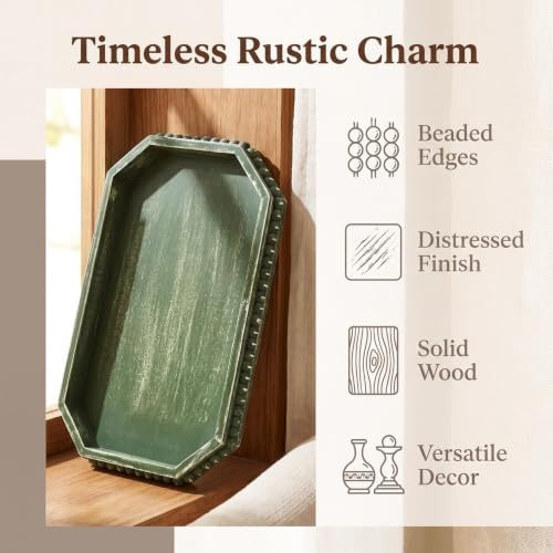 Hrastany Green Wood Decorative Tray, Coffee Table Tray for Ottoman - Image 4