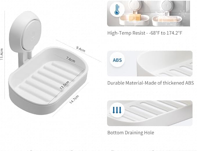 HOME&I Suction Cup Soap Dish Holder – Strong Vacuum Suction, Waterproof, Self-Draining Soap Dish for Shower, Bathroom, Kitchen Sink – No Drilling, Reusable (1 Pack)