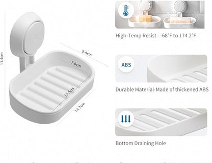 HOME&I Suction Cup Soap Dish Holder – Strong Vacuum Suction, Waterproof, Self-Draining Soap Dish for Shower, Bathroom, Kitchen Sink – No Drilling, Reusable (1 Pack)