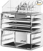 Professional 6-Drawer Makeup Cosmetic Organizer - Large Portable Storage Case & Display Box for Women, Countertop Beauty Products (Clear)