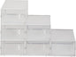 Shoe Storage Organizer Stackable Boxes for Closet, Space-Saving Shoe Rack for Sneaker Boot Container, Plastic Shoe Cabinet Shoe Box 6 Pack (White)
