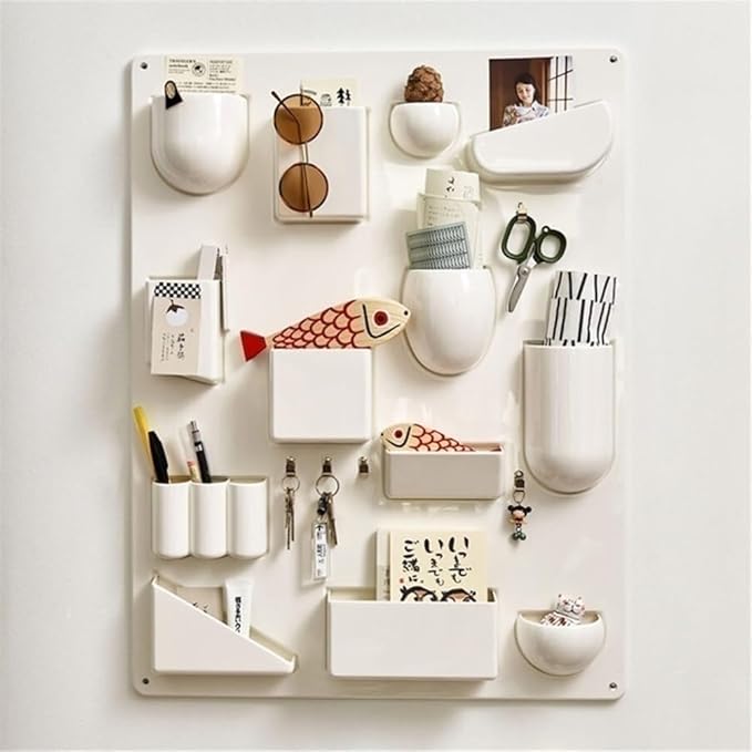 Plastic Wall Mount Organizer, Cabinet Door Organizer, Torage Organizer, Art Wall Decor, Wall Organizer for Bathroom, Kitchen, Living Room(Black)