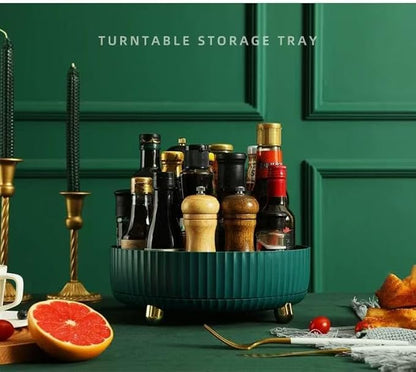 360°Rotating Organizer,Lazy Cosmetic Perfume Storage Organizer,Large-Capacity Round Display Box,Suitable for Bathroom Countertops,Dressers (Peacock Green)