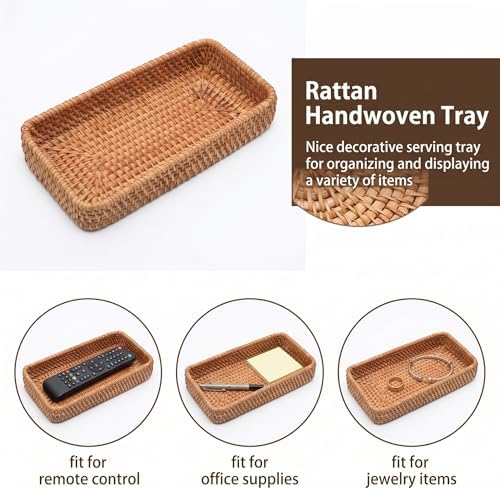 8 Inch Small Rattan Basket Natural Handwoven Tray for Keys Decor - Image 4