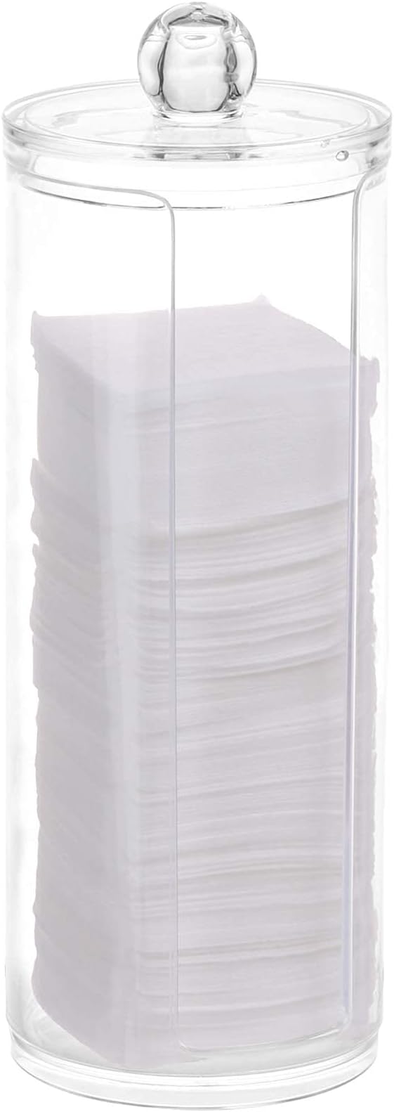 Tecbeauty Cotton Pad Holder Makeup Pads Cotton Swab Dispenser for Bathroom Storage,Clear, Acrylic, 2.9x7.5 inch