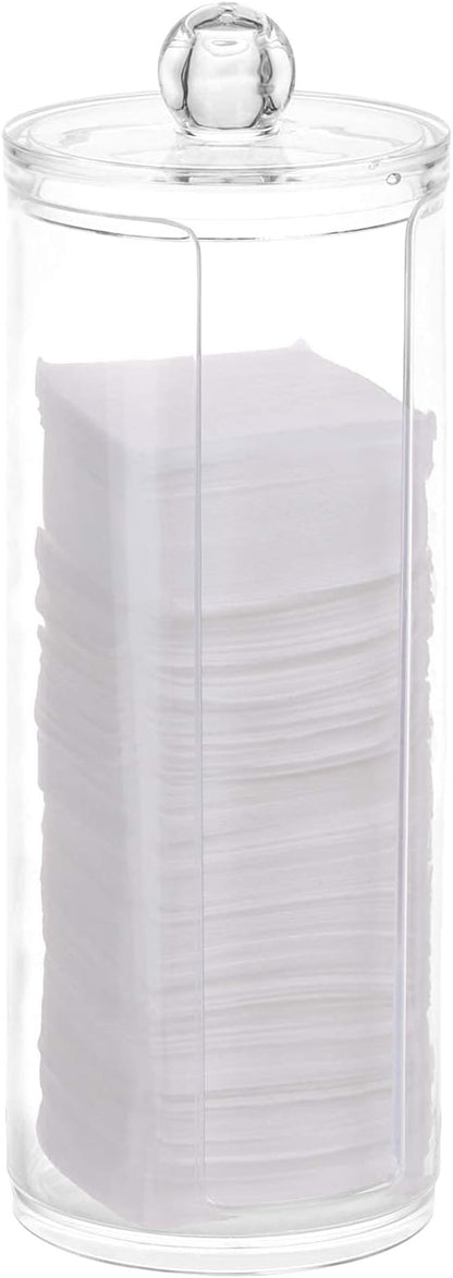 Tecbeauty Cotton Pad Holder Makeup Pads Cotton Swab Dispenser for Bathroom Storage,Clear, Acrylic, 2.9x7.5 inch