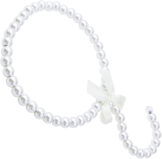 5-3/4 Inch Faux Peal Beads Scarf Organizer Ring Holder, Plastic Artificial Pearl Tie Hanger for Neckties, Shawls Scarves, Veils