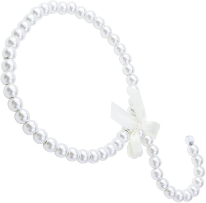5-3/4 Inch Faux Peal Beads Scarf Organizer Ring Holder, Plastic Artificial Pearl Tie Hanger for Neckties, Shawls Scarves, Veils