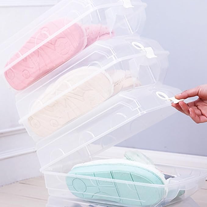 Large Thickened Plastic Shoe Box with Flip Lid, Dustproof Storage Organizer for Men and Women, Ventilated Stackable Shoe Container for Closet and Home Use