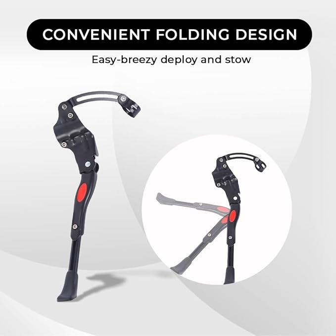 Endless EL1056 Cycle Stand can Adjustable Between 24-29 Inch | Black | Material : Aluminium Alloy Bike Side Kickstand with Double Nut | for All Types Cycles or Bikes