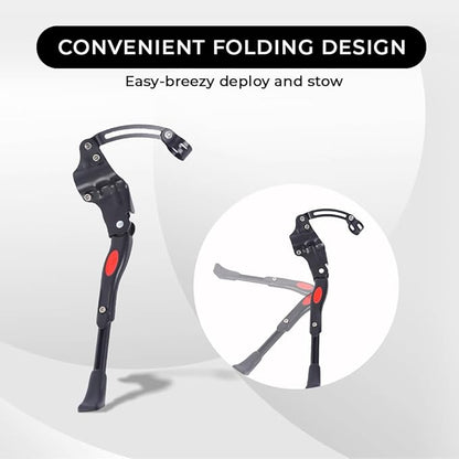 Endless EL1056 Cycle Stand can Adjustable Between 24-29 Inch | Black | Material : Aluminium Alloy Bike Side Kickstand with Double Nut | for All Types Cycles or Bikes