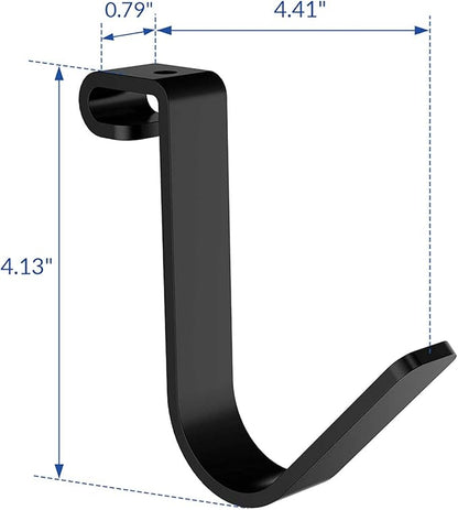 FLEXIMOUNTS 4 Pack Add On Storage Rail Hook Accessory for Ceiling Rack and Wall Shelving, Max Weight Capacity up to 50lbs, Black