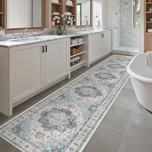 Madane Washable Runner Rugs 2x10 Long for Hallway Kitchen, Blue - Image 4