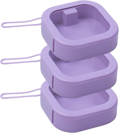 3 Pcs 3.74 * 3.74 * 1.18 in Purple Portable Hair Tie Organizer, Travel Hair Accessories Organizer Storage Boxes Portable Holder, Bathroom Cotton Swab Dispenser for Women/Mom